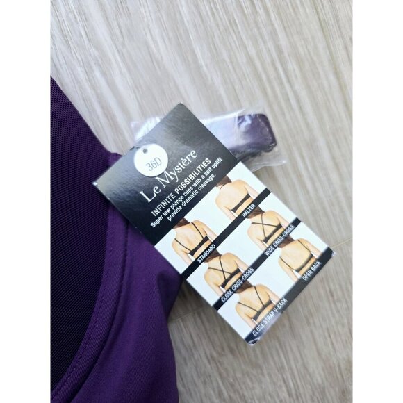 Le Mystere Infinite Possibilities Plunge Purple Underwire Molded Padded Bra 36D - Picture 10 of 10